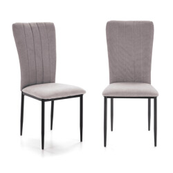 CaliCosy Set van 4 stoelen in stof met zwarte metalen poten l43 cm holly