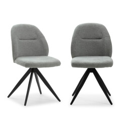 CaliCosy Set van 2 draaibare stoelen in stof met zwarte metalen poten l47 cm tamara