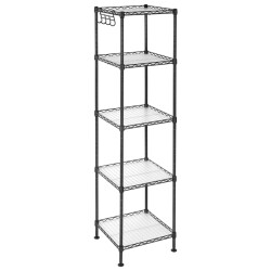 CaliCosy Metalen zwart rek met modulair opbergrooster l30 x h121 cm