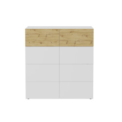 CaliCosy Buffet 8 laden glanzend wit en eikenhouten decor belm 5 l109 x h115 cm