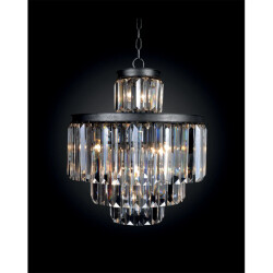 Signature Glazen kroonluchter grijs metaal fulgurant d52cm
