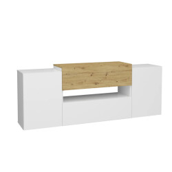 CaliCosy Tv-meubel 2 deuren 2 laden glanzend wit en eiken ambacht olpe l182 cm