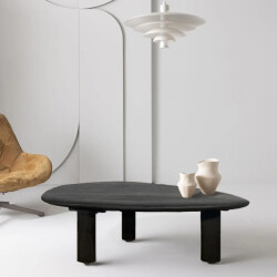 Signature Table basse en suar massif noire l130 cm galet