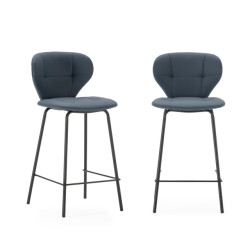 CaliCosy Set van 2 krukken met zwarte metalen poten h67 cm maura