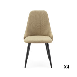 CaliCosy Set van 4 stoelen in stof met zwarte metalen poten l50 cm mani