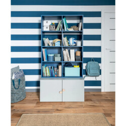 CaliCosy 8-vaks boekenkast met 2 deurs onderkast stige
