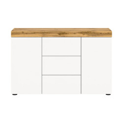 CaliCosy Eiken wit en wotan 2-deurs en 3-lades dressoir, l125 cm malibu