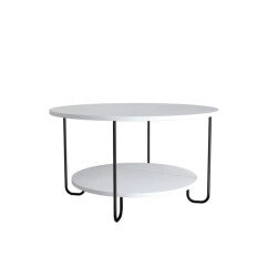 CaliCosy Salontafel met 2 plateaus en metalen poten diam 80 cm corro