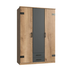 CaliCosy Kast met 3 deuren, eikenhouten decor en 2 laden l135 cm