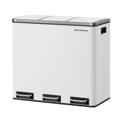 CaliCosy Afvalsorteerbak met 3 pedaalemmers van 18l, wit