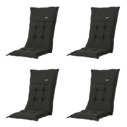 Madison tuinkussens hoge rug rib black 123x50 - 4 stuks