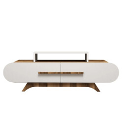 CaliCosy Tv-meubel 2 deuren walnoot en wit decor l145 cm