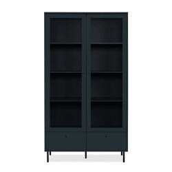 CaliCosy Vitrine 2 glazen deuren en 2 laden marineblauw h183 cm bogota