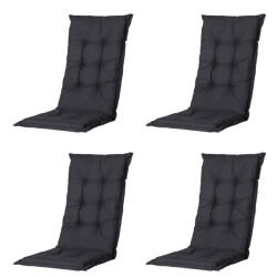 Madison tuinkussens hoge rug basic black 123x50 antraciet 4 stuks