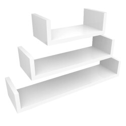 CaliCosy Set van 3 witte wandplanken glanzende afwerking