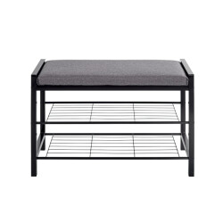 CaliCosy Bank van zwart metaal met grijze stof l75 cm