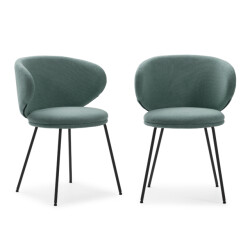 CaliCosy Set van 2 stoelen in stof met zwarte metalen poten l60 cm rush