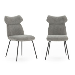 CaliCosy Set van 2 stoelen in stof met zwarte metalen poten l47 cm dara