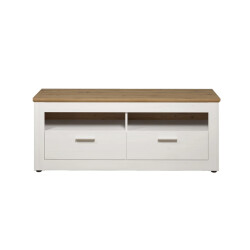 CaliCosy Tv-meubel 2 laden en 2 vakken, lichte houten en witte decoratie, l148 cm shade