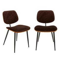 Signature Set van 2 fluwelen stoelen met houten afwerking olympia