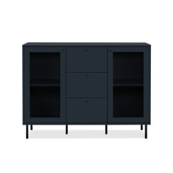 CaliCosy Buffet 3 lades 2 glazen deuren marineblauw l120 cm bogota