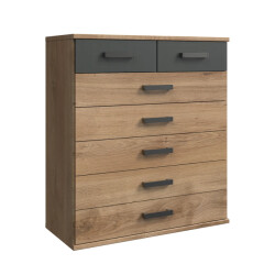 CaliCosy Ladenkast 7 laden eiken en grafietdecor l91 cm