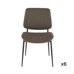 Signature Set van 6 stoelen in taupe gewatteerde stof h82,5 cm giselle