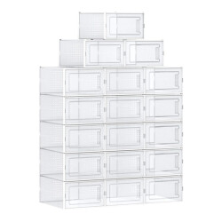 CaliCosy Set van 18 stapelbare transparante plastic schoenendozen