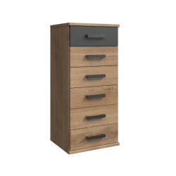 CaliCosy Ladenkast 6 laden eiken en grafietdecor l46 cm
