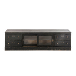 Signature Tv-meubel van massief hout en glas l180 cm amsterdam