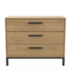 CaliCosy Ladenkast 3 laden eiken en mat zwart craft l90,7 cm