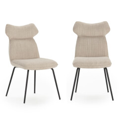 CaliCosy Set van 2 stoelen in stof met zwarte metalen poten l47 cm dara