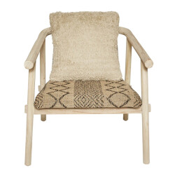 Signature Fauteuil in teak met stoffen zitting in etnische stijl l67 x h66 cm danaki