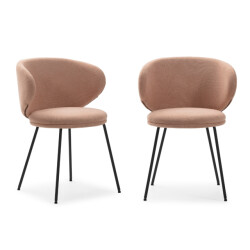 CaliCosy Set van 2 stoelen in stof met zwarte metalen poten l60 cm rush