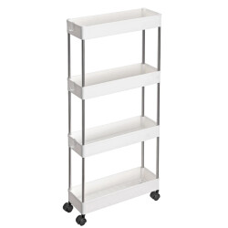 CaliCosy Witte bijzettafel op wielen met 4 niveaus l12,5 x h86 cm