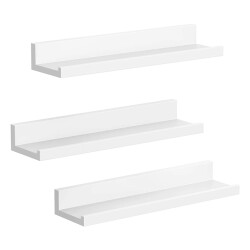 CaliCosy Set van 3 witte wandplanken met rand l38 cm