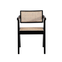 Signature Lot de 2 fauteuils bridge noir et rotin villa