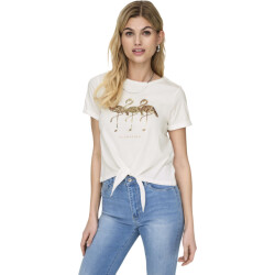 Only Onldora s/s knot fold-up top jrs cloud dancer/flam