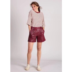 Co'Couture Phoebecc leather pleat shorts burgundy