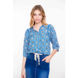 Geisha 53224-20 blouse blue / off white