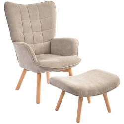 4goodz Homcom oor-fauteuil met voetenbank ribfluweel optiek -