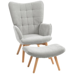 4goodz Homcom oor-fauteuil met voetenbank ribfluweel optiek -