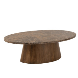 J-Line salontafel ovaal marmer/mangohout 130x68x41cm