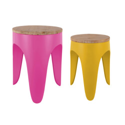 Leitmotiv kruk set double funky bright pink & bright yellow