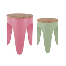 Leitmotiv kruk set double funky tan rose & tea green