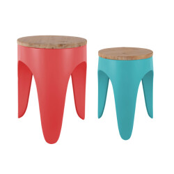 Leitmotiv kruk set double funky scarlet red & turquoise blue