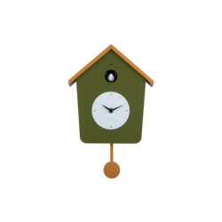 Karlsson wandklok cuckoo light army green & ochre yellow
