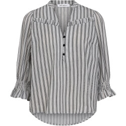 Co'Couture Noracc frill ss blouse white black