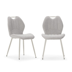 CaliCosy Set van 4 stoelen in stof met zwarte metalen poten l48 cm muli