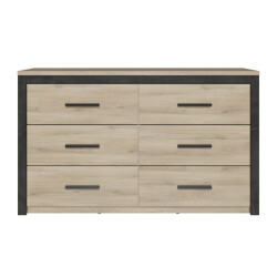 CaliCosy Ladenkast 6 laden eiken en zwart decor l129 cm colorado